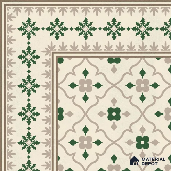 Moroccan Floor Carpet Corner Tile TL 12854 D | 1 ft x 1 ft Matte Finish Ceramic Tile - 10 mm | Suitable For Kitchen, Bathroom, Balcony