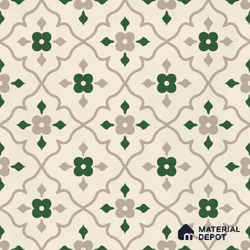 Moroccan Floor & Wall Carpet Centre Tile TL 12854 F | 1 ft x 1 ft Matte Finish Ceramic Tile - 10 mm | Suitable For Kitchen, Bathroom, Balcony
