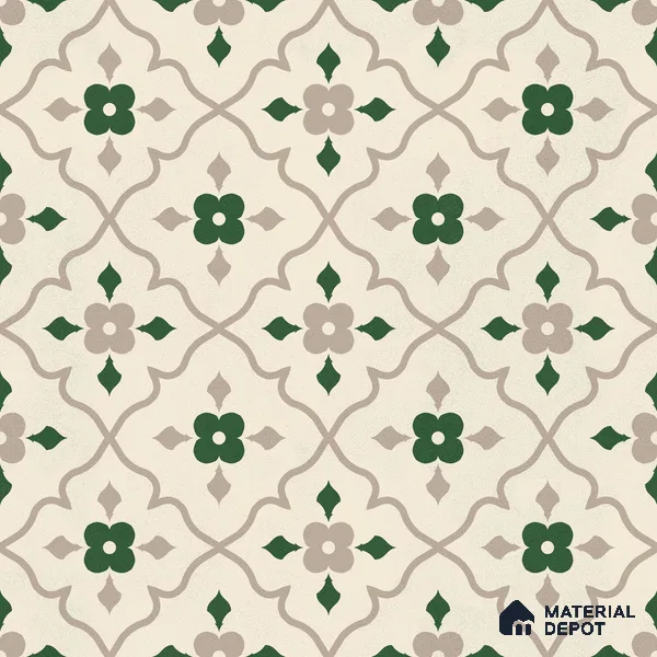 Moroccan Floor & Wall Carpet Centre Tile TL 12854 F | 1 ft x 1 ft Matte Finish Ceramic Tile - 10 mm | Suitable For Kitchen, Bathroom, Balcony