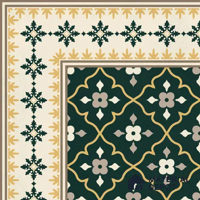 Moroccan Floor Carpet Corner Tile TL 12854 G | 1 ft x 1 ft Matte Finish Ceramic Tile - 10 mm | Suitable For Kitchen, Bathroom, Balcony