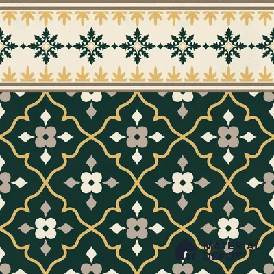 Moroccan Floor Carpet Border Tile TL 12854 H | 1 ft x 1 ft Matte Finish Ceramic Tile - 10 mm | Suitable For Kitchen, Bathroom, Balcony