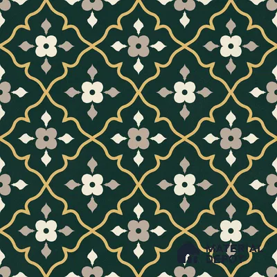 Moroccan Floor & Wall Carpet Centre Tile TL 12854 I | 1 ft x 1 ft Matte Finish Ceramic Tile - 10 mm | Suitable For Kitchen, Bathroom, Balcony