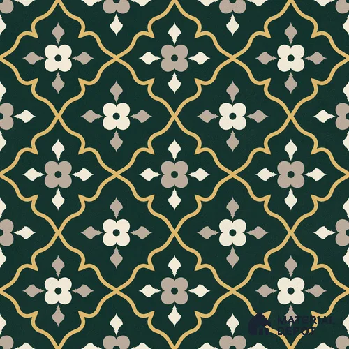 Moroccan Floor & Wall Carpet Centre Tile TL 12854 I | 1 ft x 1 ft Matte Finish Ceramic Tile - 10 mm | Suitable For Kitchen, Bathroom, Balcony