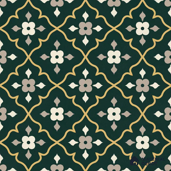 Moroccan Floor & Wall Carpet Centre Tile TL 12854 I | 1 ft x 1 ft Matte Finish Ceramic Tile - 10 mm | Suitable For Kitchen, Bathroom, Balcony