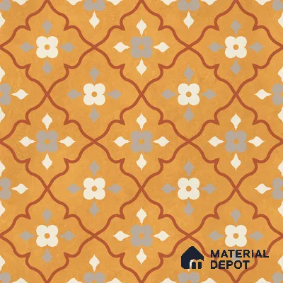 Moroccan Floor & Wall Carpet Centre Tile TL 12854 L | 1 ft x 1 ft Matte Finish Ceramic Tile - 10 mm | Suitable For Kitchen, Bathroom, Balcony