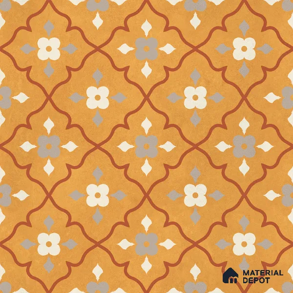 Moroccan Floor & Wall Carpet Centre Tile TL 12854 L | 1 ft x 1 ft Matte Finish Ceramic Tile - 10 mm | Suitable For Kitchen, Bathroom, Balcony