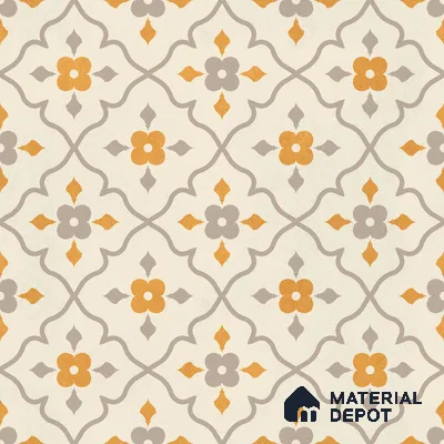 Moroccan Floor & Wall Carpet Centre Tile TL 12854 R | 1 ft x 1 ft Matte Finish Ceramic Tile - 10 mm | Suitable For Kitchen, Bathroom, Balcony