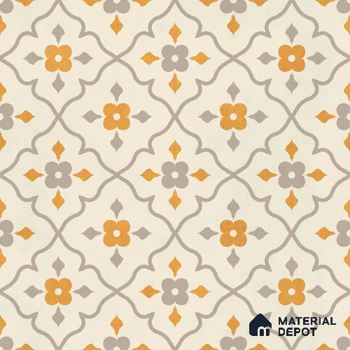 Moroccan Floor & Wall Carpet Centre Tile TL 12854 R | 1 ft x 1 ft Matte Finish Ceramic Tile - 10 mm | Suitable For Kitchen, Bathroom, Balcony