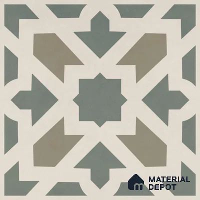 Moroccan Floor Tile TL 09460 Chevron Green 2 ft x 2 ft Fusion Finish Vitrified Tile - 9 mm | 1 Random Design | Suitable For Kitchen, Accent/Feature Wall, Dining Area | Please Expect a Slight Variation of Pattern