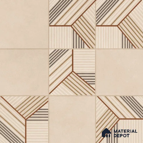 Moroccan Floor Tile TL 09453 West Beige 2 ft x 2 ft Fusion Finish Vitrified Tile - 9 mm | 1 Random Design | Suitable For Kitchen, Accent/Feature Wall, Dining Area | Please Expect a Slight Variation of Pattern