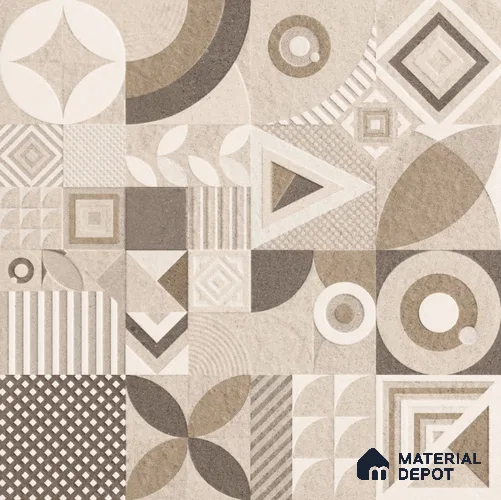 Moroccan Floor Tile TL 09463 Hannover Beige 2 ft x 2 ft Stonelo Finish Vitrified Tile - 9 mm | 1 Random Design | Suitable For Kitchen, Bathroom, Dining Area | Please Expect a Slight Variation of Pattern
