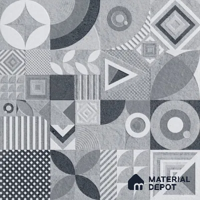 Moroccan Floor Tile TL 09463 B Hannover Gris 2 ft x 2 ft Stonelo Finish Vitrified Tile - 9 mm | 1 Random Design | Suitable For Kitchen, Accent/Feature Wall, Dining Area | Please Expect a Slight Variation of Pattern