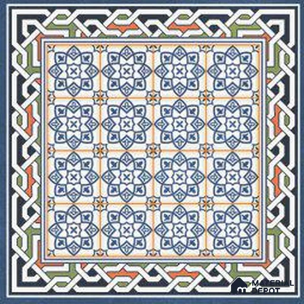 Moroccan Wall & Floor Tile TL 13042 Cobalt Mosaic 8 in x 8 in Vitrified Matte Finish - 8.5 mm | 4 Random Designs | Luster Effect | Suitable for Living Room, Dining, Bathroom & Kitchen