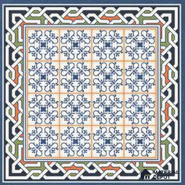 Moroccan Wall & Floor Tile TL 13042 Cobalt Mosaic 8 in x 8 in Vitrified Matte Finish - 8.5 mm | 4 Random Designs | Luster Effect | Suitable for Living Room, Dining, Bathroom & Kitchen