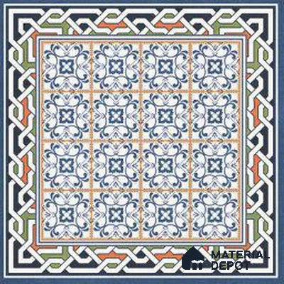 Moroccan Wall & Floor Tile TL 13042 Cobalt Mosaic 8 in x 8 in Vitrified Matte Finish - 8.5 mm | 4 Random Designs | Luster Effect | Suitable for Living Room, Dining, Bathroom & Kitchen