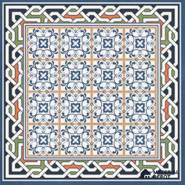Moroccan Wall & Floor Tile TL 13042 Cobalt Mosaic 8 in x 8 in Vitrified Matte Finish - 8.5 mm | 4 Random Designs | Luster Effect | Suitable for Living Room, Dining, Bathroom & Kitchen