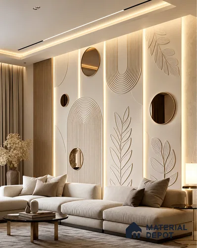 3D Botanical and architectural texture CNC Made HDHMR Panel 6 ft x 8.5 ft - 25mm