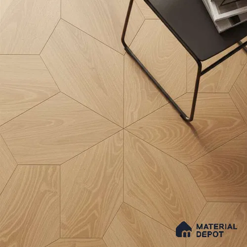 Modular Patterned Azalia Oak Engineered Wood Floor | EF 00080 | 20 x 12 inch (520x300 mm) - 15 mm | 2 mm Oak Top Wear Layer | Suitable For Living Room, Bedroom | Silanblok SM Adhesive Glue Down Installation