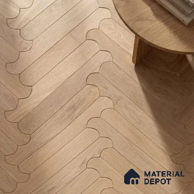Modular Patterned Biscuit Oak Engineered Wood Floor | EF 00077 | 36 x 5 inch (910x120 mm) - 14 mm | 2 mm European Oak Top Wear Layer | Suitable For Living Room, Bedroom | Silanblok SM Adhesive Glue Down Installation