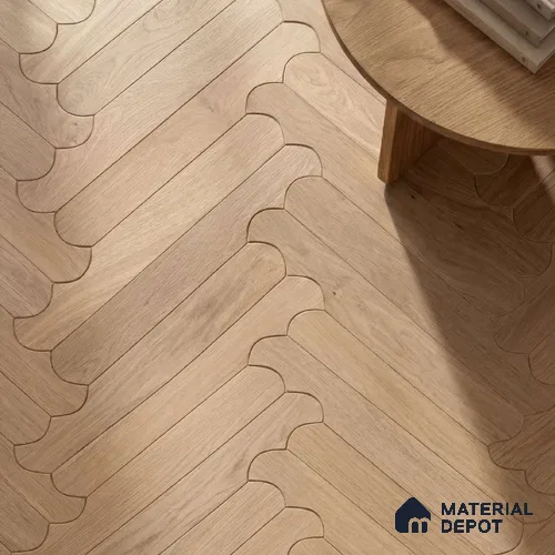 Modular Patterned Biscuit Oak Engineered Wood Floor | EF 00077 | 36 x 5 inch (910x120 mm) - 14 mm | 2 mm European Oak Top Wear Layer | Suitable For Living Room, Bedroom | Silanblok SM Adhesive Glue Down Installation