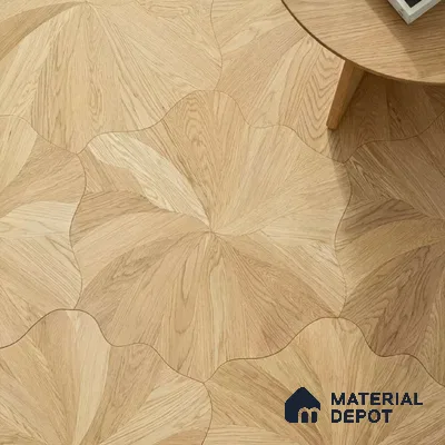 Modular Patterned Blooming Oak Engineered Wood Floor | EF 00073 |  24 x 24 inch (600x600 mm) - 14 mm | 2 mm European Oak Top Wear Layer | Suitable For Living Room, Bedroom | Silanblok SM Adhesive Glue Down Installation