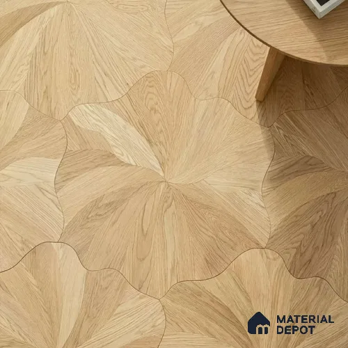 Modular Patterned Blooming Oak Engineered Wood Floor | EF 00073 | 24 x 24 inch (600x600 mm) - 14 mm | 2 mm European Oak Top Wear Layer | Suitable For Living Room, Bedroom | Silanblok SM Adhesive Glue Down Installation