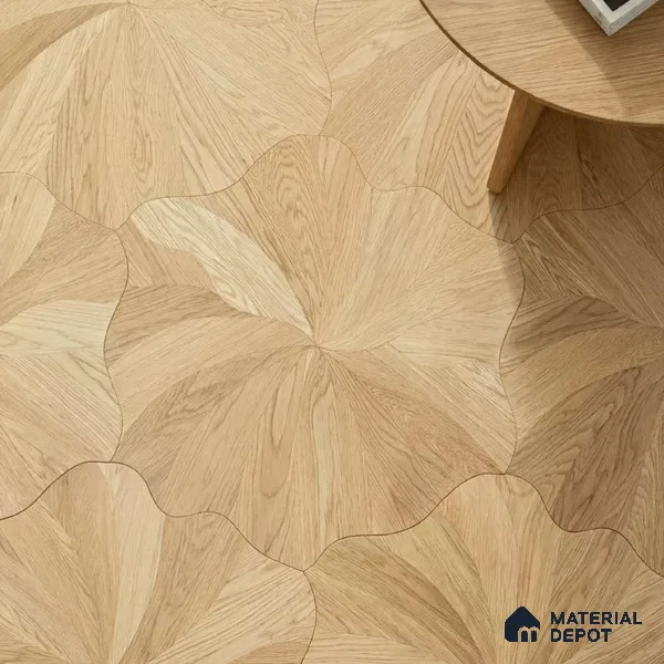 Modular Patterned Blooming Oak Engineered Wood Floor | EF 00073 | 24 x 24 inch (600x600 mm) - 14 mm | 2 mm European Oak Top Wear Layer | Suitable For Living Room, Bedroom | Silanblok SM Adhesive Glue Down Installation