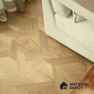 Modular Braid Pattern Oak Engineered Wood Floor | EF 00074 |  | Centre Peice - (450 x 290 mm) & Corner Piece - (431 x 131 mm) - 14 mm | 2 mm European Oak Top Wear Layer | Suitable For Living Room, Bedroom | Silanblok SM Adhesive Glue Down Installation