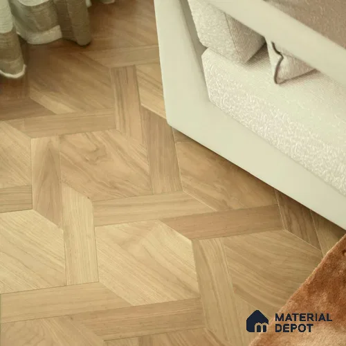 Modular Braid Pattern Oak Engineered Wood Floor | EF 00074 |  | Centre Peice - (450 x 290 mm) & Corner Piece - (431 x 131 mm) - 14 mm | 2 mm European Oak Top Wear Layer | Suitable For Living Room, Bedroom | Silanblok SM Adhesive Glue Down Installation