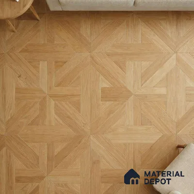 Modular Patterned Quadrotte Parquet Oak Engineered Wood Floor | EF 00081 | 24 x 24 inch (600x600 mm) - 14 mm | 2 mm Oak Wood Top Wear Layer | Suitable For Living Room, Bedroom | Silanblok SM Adhesive Glue Down Installation