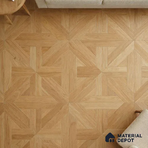 Modular Patterned Quadrotte Parquet Oak Engineered Wood Floor | EF 00081 | 24 x 24 inch (600x600 mm) - 14 mm | 2 mm Oak Wood Top Wear Layer | Suitable For Living Room, Bedroom | Silanblok SM Adhesive Glue Down Installation