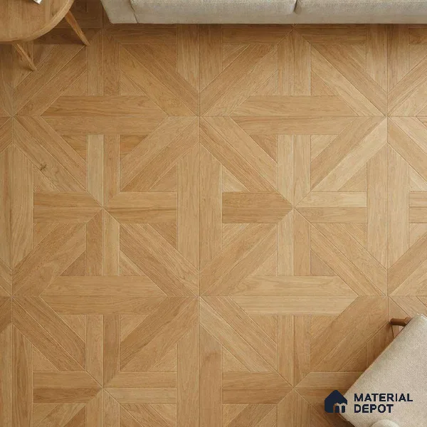 Modular Patterned Quadrotte Parquet Oak Engineered Wood Floor | EF 00081 | 24 x 24 inch (600x600 mm) - 14 mm | 2 mm Oak Wood Top Wear Layer | Suitable For Living Room, Bedroom | Silanblok SM Adhesive Glue Down Installation