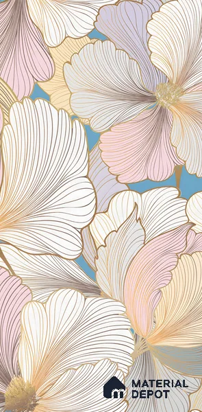 Floral Wall Highlighter Tile TL 05744 Jewel Golden Daffodil 4 ft x 2 ft Vitrified Matte Finish - 9 mm | Suitable for Bathroom, Accent/Feature Wall, Dining Area