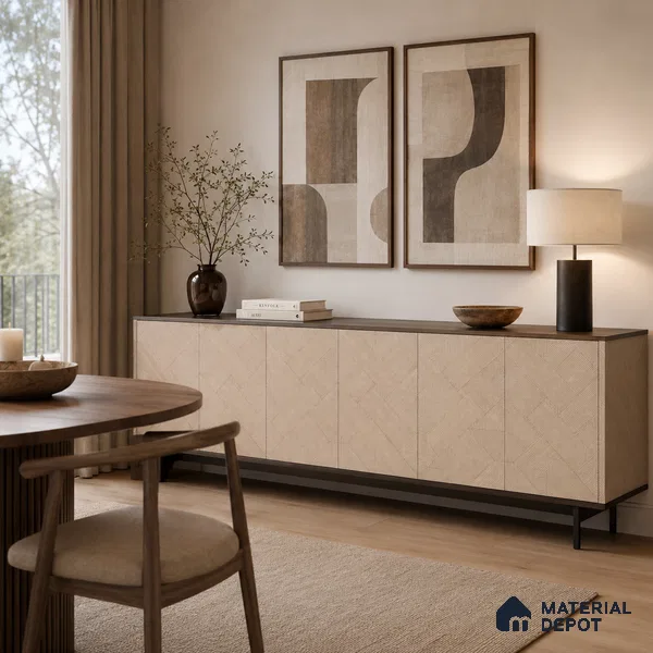 Patterned Look HD 7043 8 ft x 4 ft High Gloss Finish Decorative Laminate - 1.25 mm | Suitable for Bedroom, TV Unit, Wardrobe