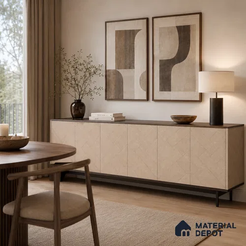 Patterned Look HD 7043 8 ft x 4 ft High Gloss Finish Decorative Laminate - 1.25 mm | Suitable for Bedroom, TV Unit, Wardrobe
