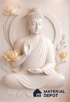 Lotus Blessing Buddha HDHMR Wall Art 4 ft x 2.4 ft CNC Made HDHMR Panel - 30 mm