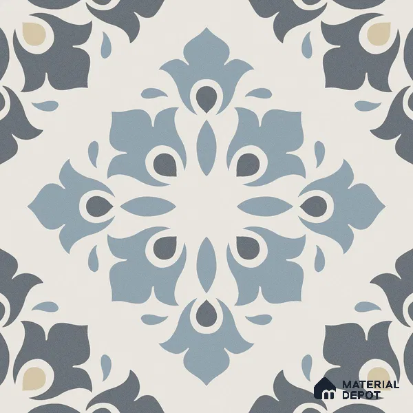 Moroccan Floor & Wall Tile TL 12910 Zellige Innocent Blue 12 x 12 inch Vitrified Matte Finish - 9 mm | Suitable for Living Room, Bathroom,Kitchen & Backsplash