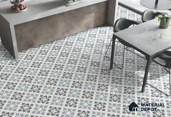 Moroccan Floor & Wall Tile TL 12910 Zellige Innocent Blue 12 x 12 inch Vitrified Matte Finish - 9 mm | Suitable for Living Room, Bathroom,Kitchen & Backsplash
