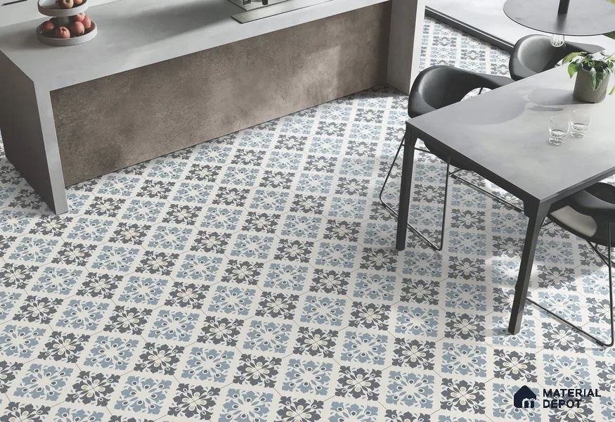 Moroccan Floor & Wall Tile TL 12910 Zellige Innocent Blue 12 x 12 inch Vitrified Matte Finish - 9 mm | Suitable for Living Room, Bathroom,Kitchen & Backsplash