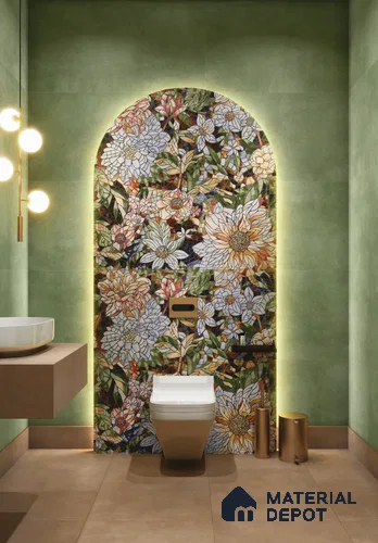 Tropical Florals Wall Tile TL 12191 Colorav Arte 4 ft x 2 ft Matte Finish Vitrified Tile - 9 mm | Suitable for Bathroom, Accent/Feature Wall, Dining Area