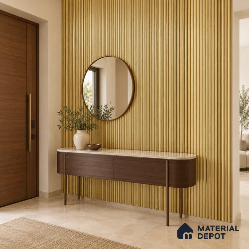 Brown Metallic Louver PN 00540 8 ft x 6.2 inch Charcoal Panel - 6 mm | Suitable for Feature Wall, TV Unit & Living Room | Width is Subjected to 5% Variation