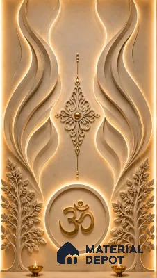 Om Embossed Pooja Room 5 ft x 30 inch CNC Made HDHMR Panel - 30 mm (Height - 5 ft & Width - 30 inch)