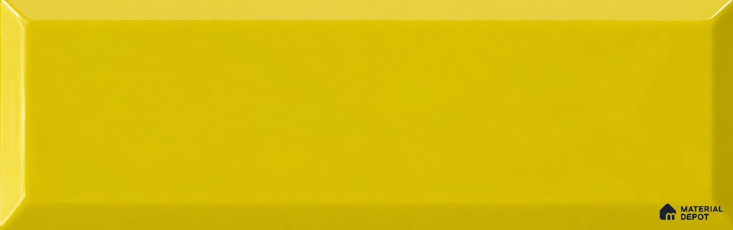 TL 00004 D 12x4 inches Yellow Bevelled Glossy Finish Ceramic Wall Tile - 7 mm