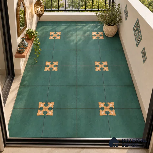 Moroccan Wall & Floor Athangudi Tile TL 10552 Palace Verde 1 ft x 1 ft Matte Finish Ceramic Tile - 9 mm | Suitable for Bathroom, Kitchen, Balcony | Please Expect a Slight Variation of Pattern