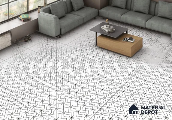 Moroccan Floor & Wall Tile TL 11912 | 2 ft x 2 ft Carving Matte Finish  Vitrified Tile - 9 mm | Suitable For Balcony, Kitchen, Dining Area