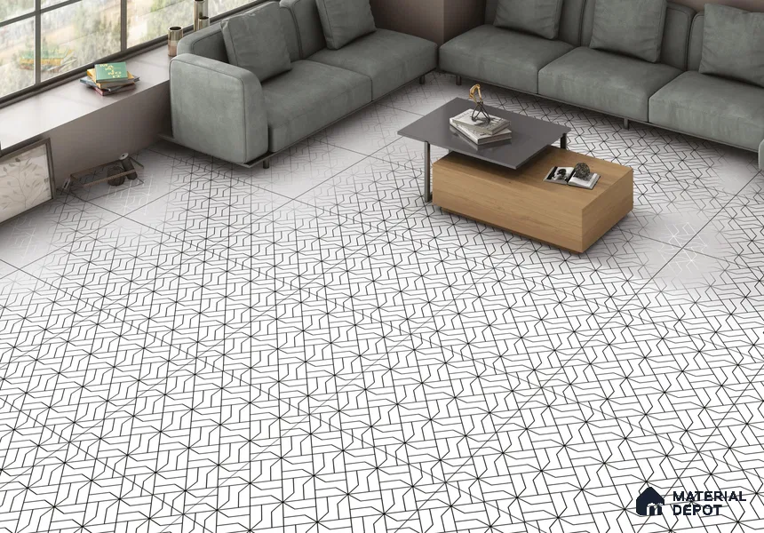 Moroccan Floor & Wall Tile TL 11912 | 2 ft x 2 ft Carving Matte Finish  Vitrified Tile - 9 mm | Suitable For Balcony, Kitchen, Dining Area