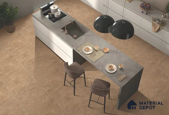 Brown Cement  Tile TL 09128 B  Cementum Vision 2 ft x 2 ft Vitrified Carving Matte Finish - 9 mm