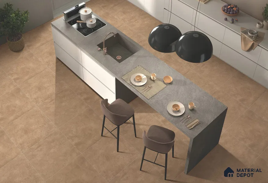 Brown Cement  Tile TL 09128 B  Cementum Vision 2 ft x 2 ft Vitrified Carving Matte Finish - 9 mm