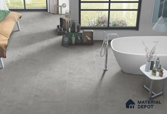 Grey Cement  Tile TL 09128 E  Cementum Gris 2 ft x 2 ft Vitrified Carving Matte Finish - 9 mm