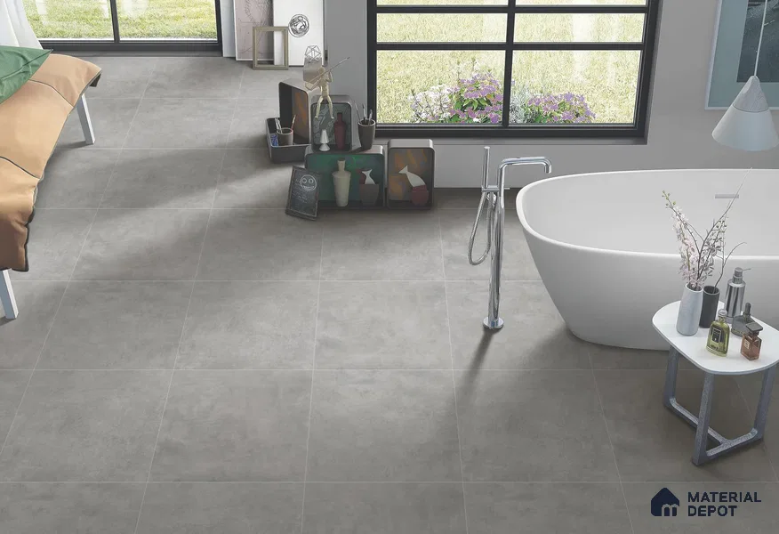 Grey Cement Tile TL 09128 E Cementum Gris 2 ft x 2 ft Vitrified Carving Matte Finish - 9 mm